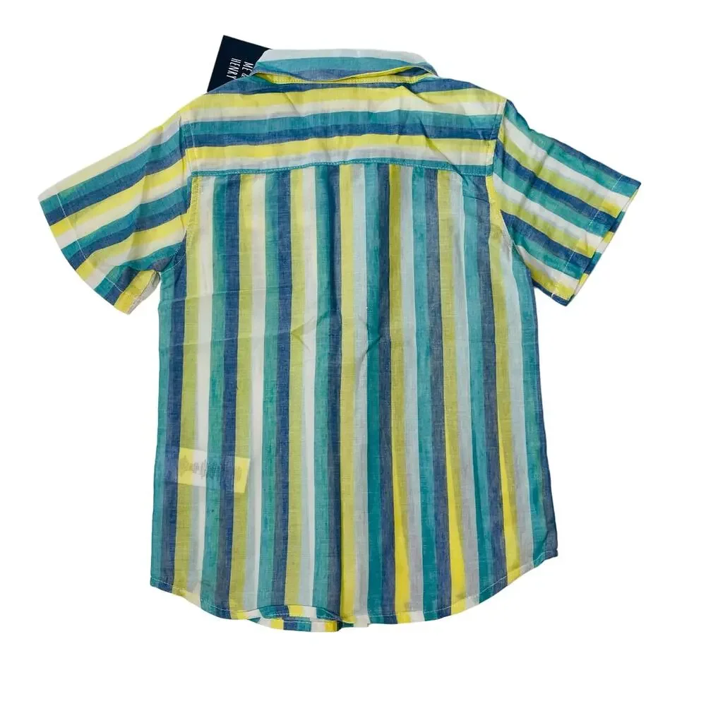 Me & Henry Size 6/7Y Bright Stripe Pier Short Sleeve Shirt